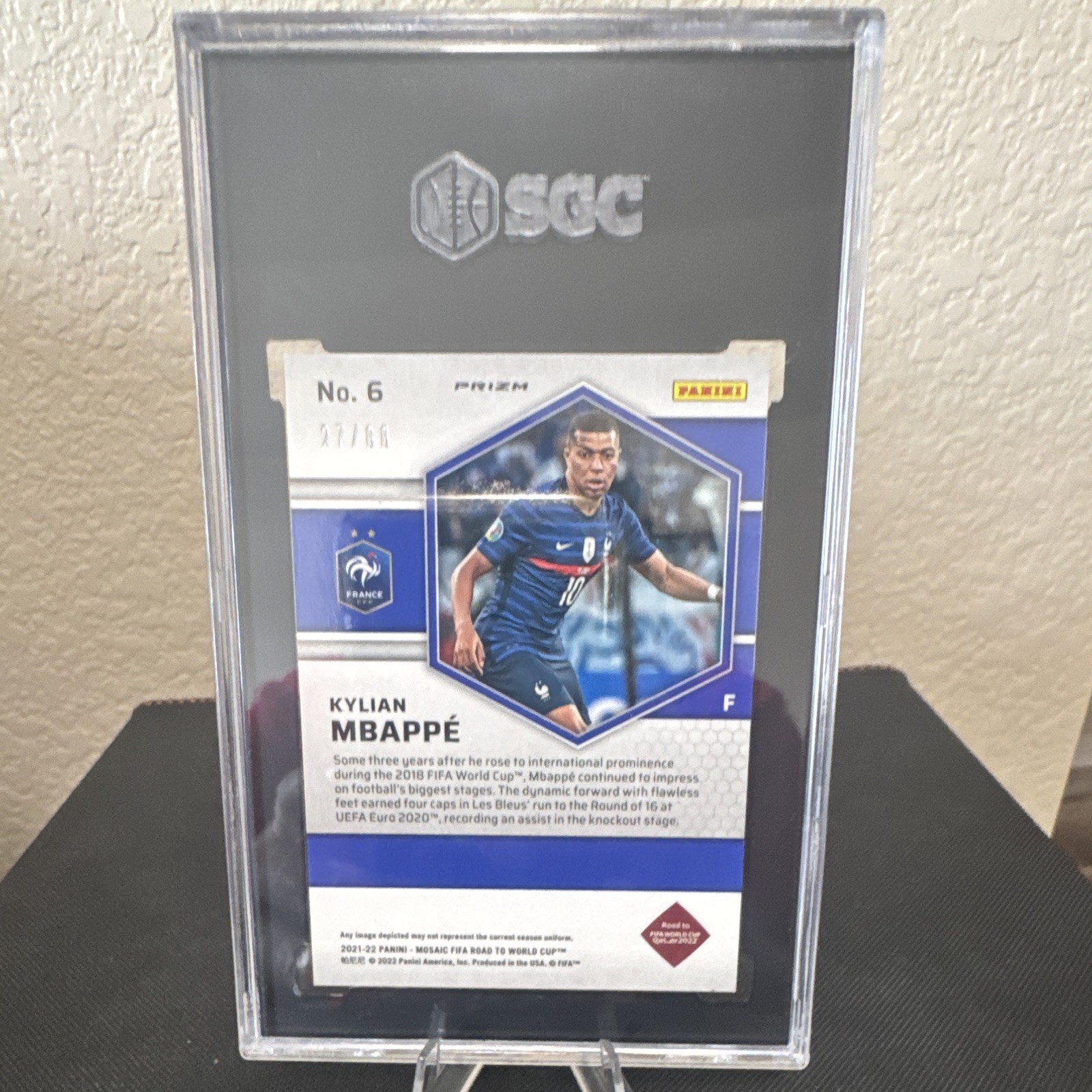 Panini Mosaic FIFA Road to World Cup 2021-22 Mbappé #6 Red/Gold /88 SGC 9.5 view 3