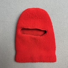 Vintage Ski Mask Eye Hole Robber Knit Balaclava Full Face Beanie 80s red Wigwam