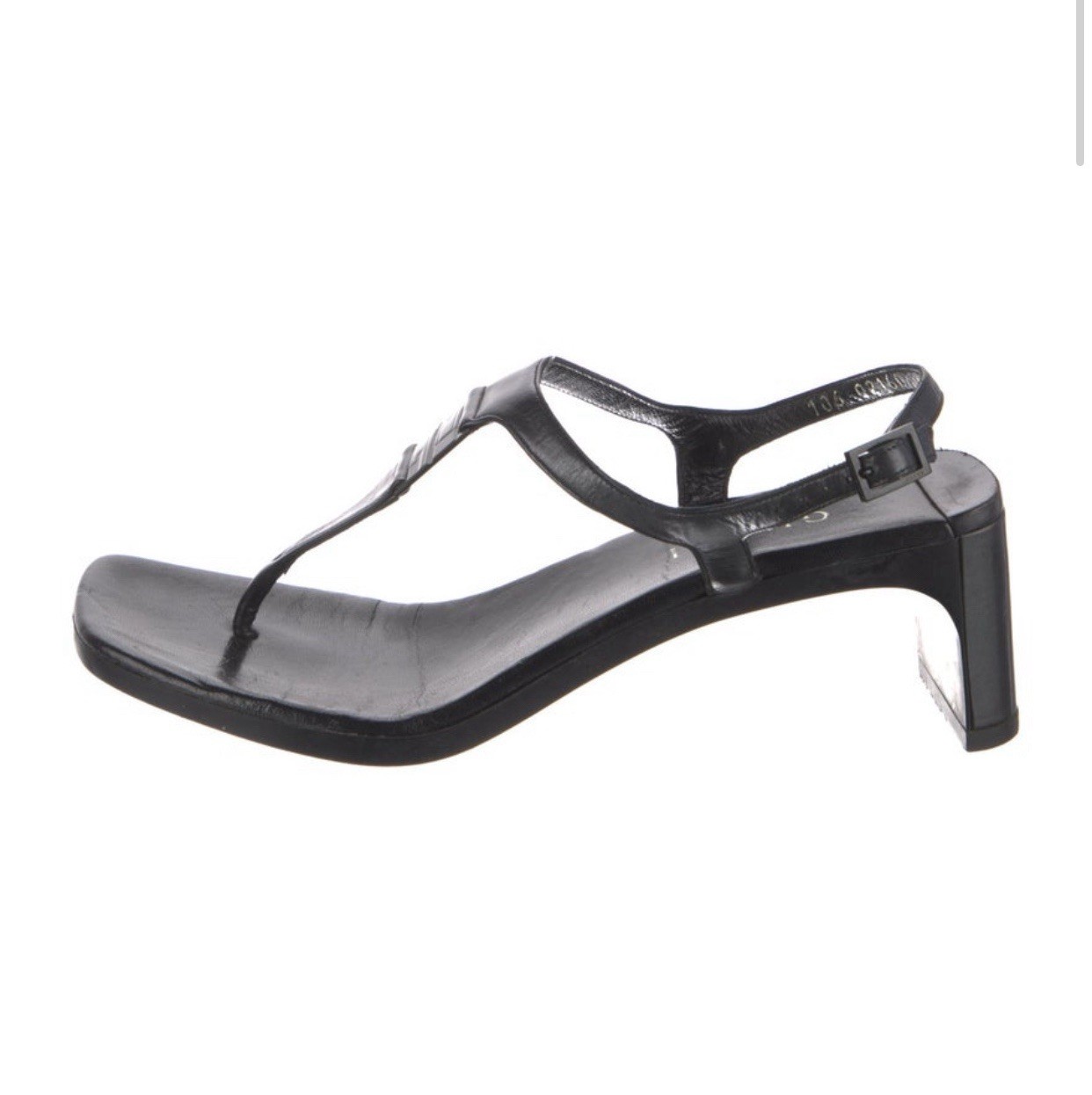 Gucci Authentic Solid Black Leather Thong Slingba… - image 1