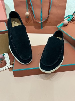 Loro Piana Suede Summer Walk Loafers Men Size 8-12 Black ❤ | eBay