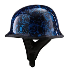 Rodia RHD 103 German Motorcycle Helmet (Skull Boneyard Blue)