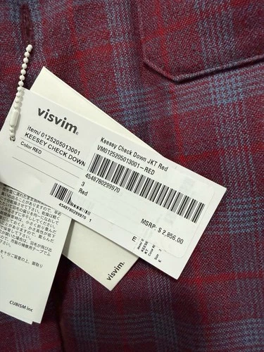 visvim Keesey Check Down JKT Red Plaid Twill Button Jacket 3/L $2856 Retail image 2