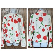 Rare Y2K  Lululemon Women’s White Forme Contour Jacket Huge Red Rose Print SZ 12