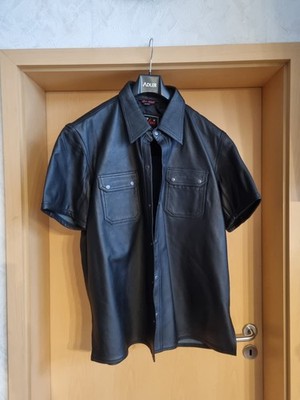 Lederhemd Neu Schwarz Herren MDM Echtleder Große Größe 5 XL