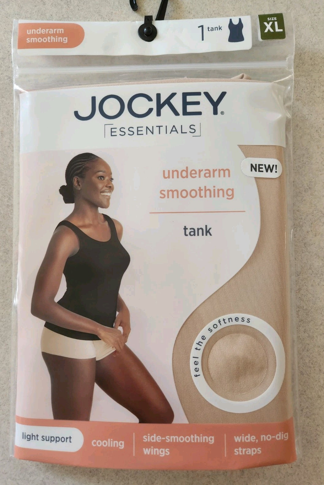Jockey Essentials Womens XL Underarm Smoothing Tank in Beige Nude 10725