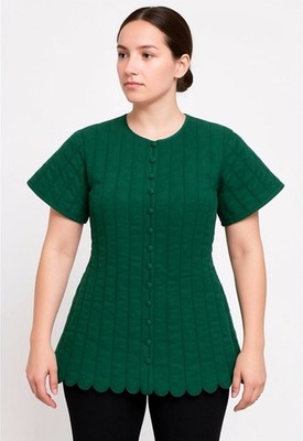 Medieval Quilted Gambeson   Green Short-Sleeve Padded Armor Jacket with Button C