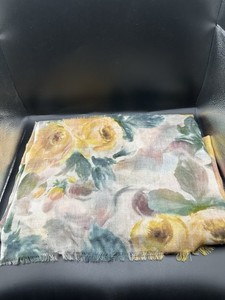 Aime Leon Dore Floral Scarf with Yellow and Green Accents Silk Wool