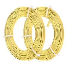2-Pack 5mm Wide x 16.4ft/5m Bendable Flat Aluminum Wire Gold Tone