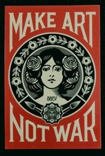 OBEY STICKER  MAKE ART NOT WAR  2 3/4 X 4 1/8    GLOSSY RARE FIND