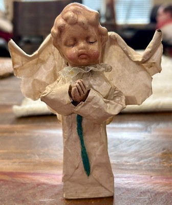 Vintage Paper Mache Praying Angel Boy