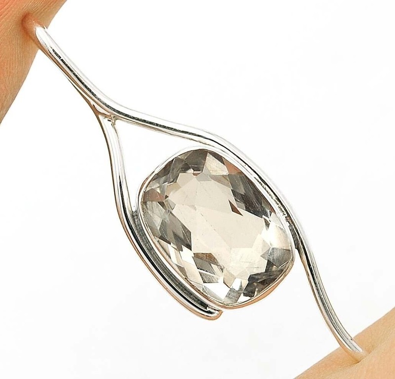 10CT Natural White Topaz 925 Sterling Silver Pendant Jewelry 1 3/4" Long @9-1