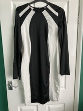 Womens Chic Me Black And White Dress With Open Sleeves Size 14 (XL)