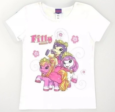 FILLY 128 T- SHIRT GLITZER WEIß PFERD PFERDE EINHORN KURZARMSHIRT KURZARM
