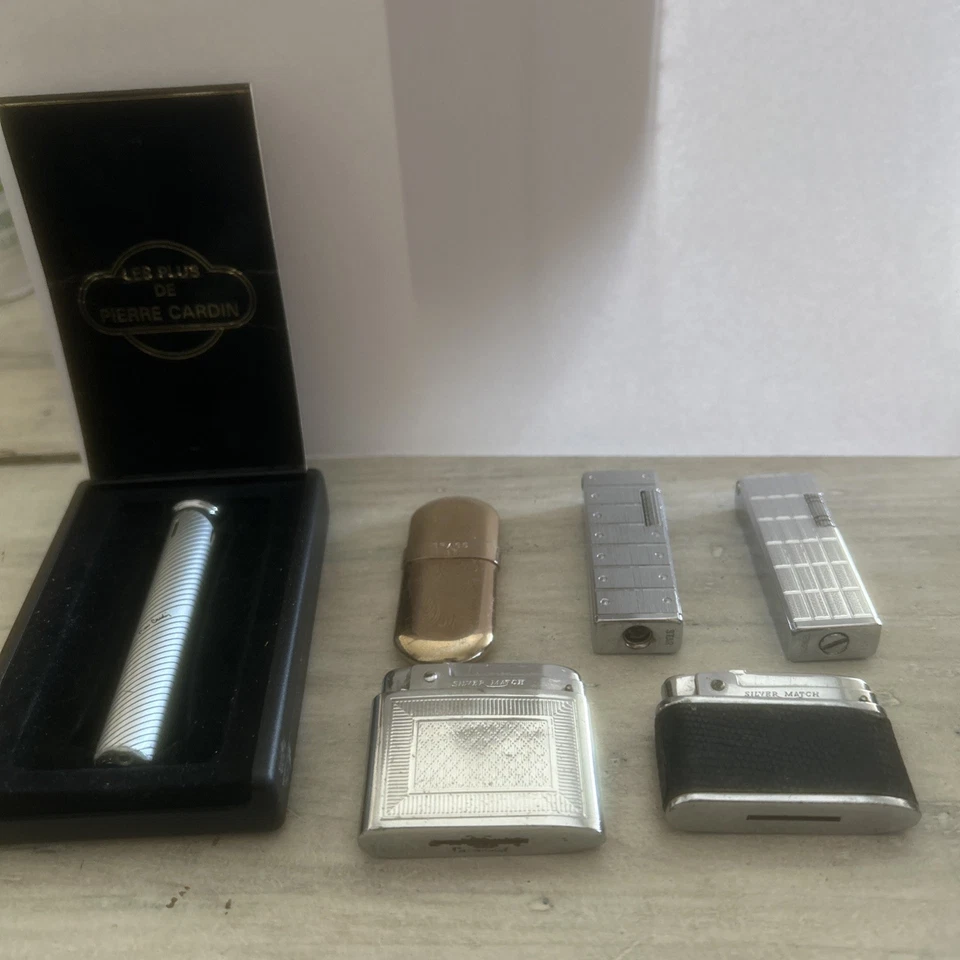 Lot De 6 Anciens Briquets Brass/colonnel/star/silver match/ Pierre Cardin - Photo 1/4