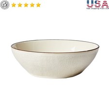 Cream Stoneware Dinner Bowl Microwave Dishwasher Safe Stackable Serving Bowls US