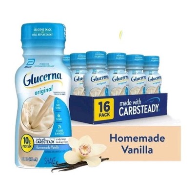 Glucerna Original Protein Shake Homemade Vanilla 16 Pack Carbsteady NeW