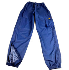 Vintage NIKE Women's Wind Track Pants Sz S Small Ins 30 Navy Cargo Ripstop Nylon