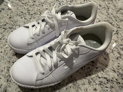  PUMA Carina Crew Women s 9.5 White Leather Sneakers SoftFoam+ New w/ Box