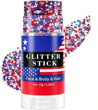 Red White and Blue Glitter Stick - Waterproof Star Face Body Hair Glitter