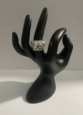 Vintage Sterling Silver CZ Solitaire Ring Size 6  Fun Cocktail Ring