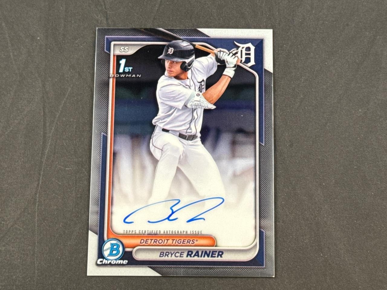 2024 BOWMAN CHROME DRAFT BRYCE RAINER CPA-BR 1ST PROSPECT AUTO DETROIT TIGERS