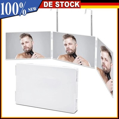 360 Grad LED Klappbarer Friseurspiegel, 3-Wege-Spiegel, Kosmetikspiegel Weiß