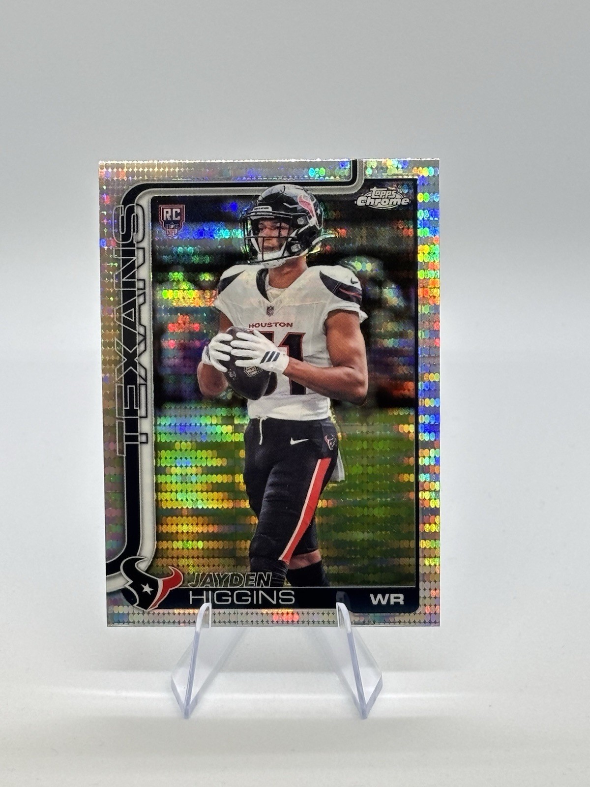 2025 Topps Chrome Football Jayden Higgins Pulsar Refractor #343 RC Texans Rookie