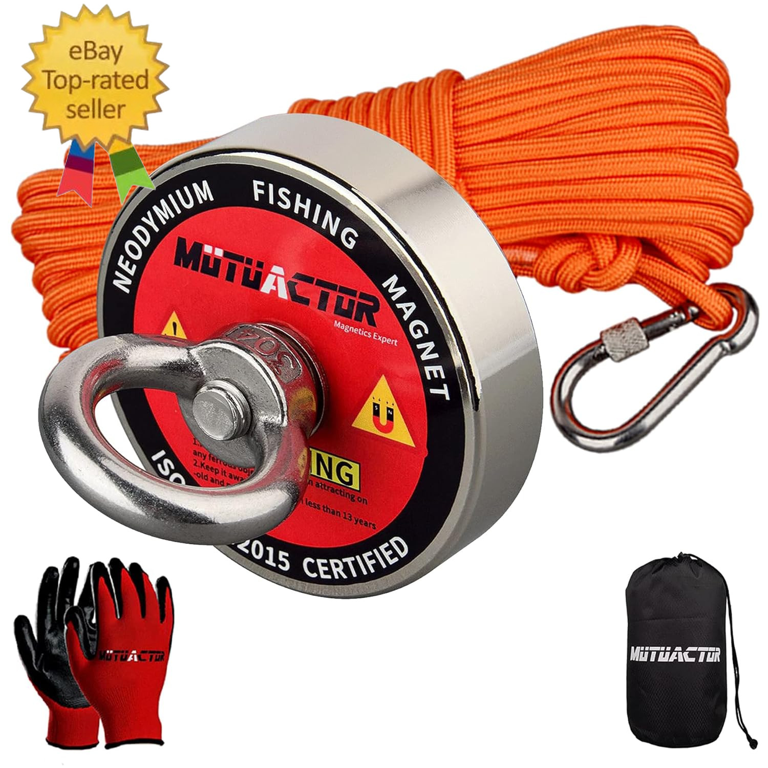 Magnet Fishing Kit,Φ2.36''Heavy Duty N52 Magnet with 20M(64 Foot) Durable Rope,5