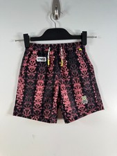 Psycho Bunny Boys Swim Shorts Mesh Lined Skull Crossbones Trunks Pink Black Sz 4