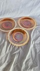 3 Vintage Orange Iridescent Carnival Glass Saucers Pattern Rim Beautiful  — photo 1