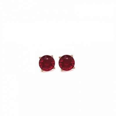 Madagaskar Rubin rund 4 mm, 0,78 Karat Ohrstecker in 14 Karat Rotgold (53519)