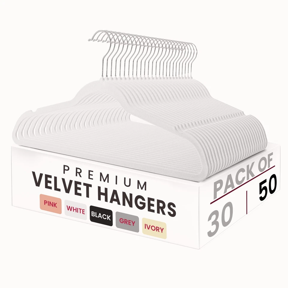 Velvet Hangers Flocked Clothes Heavy Duty Premium Non-Slip Hangers (30/50 Pack) - Image 3 of 4