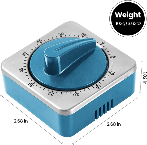 Chef Kitchen Timer Mechanical Clock with Loud Alarm Magnetic Back Stainless Stee - Picture 6 of 12