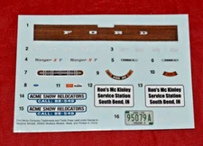 Moebius Models 72 Ford Ranger F-250 4X4 Decal Sheet 1/25