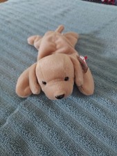 RARE RETIRED Ty Beanie Baby "Fetch" Golden Retriever w/damage tag