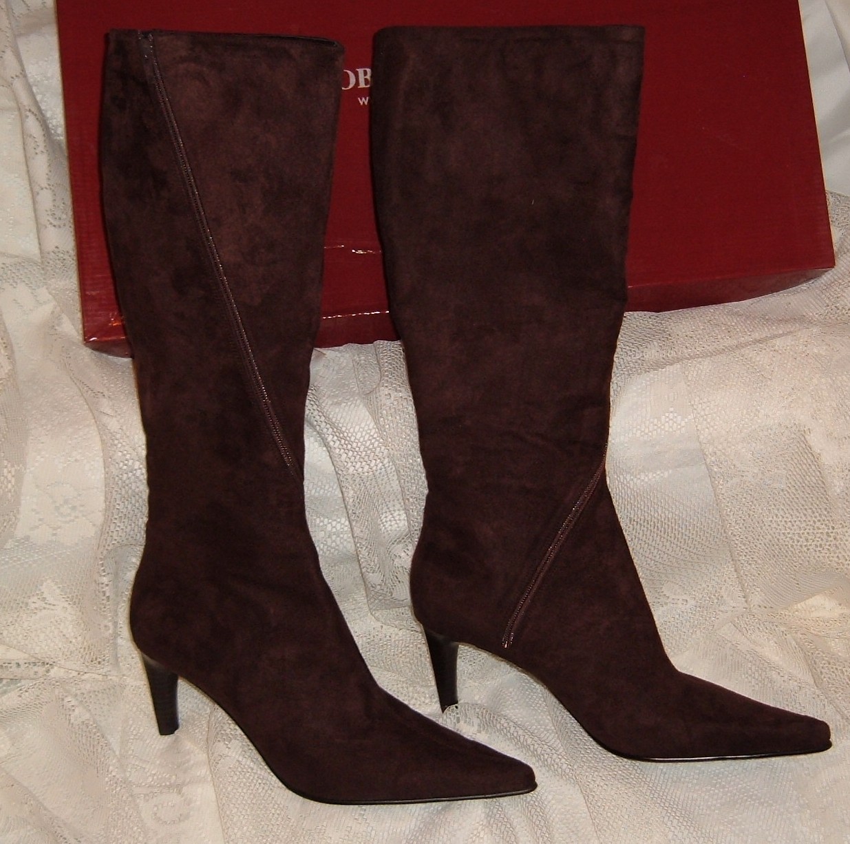 NEU ROBERTO VIANNI ITALIAN BROWN SUEDE LEATHER KNEE BOOTS SWIRL ZIP UK 7 EU 41 NEU ROBERTO VIANNI ITALIAN BROWN SUEDE LEATHER KNEE BOOTS SWIRL ZIP UK 7 EU 41
