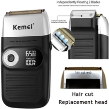 KEMEI Men Shaver LCD Display Cordless Rechargeable Hair Trimmer Clipper Gift