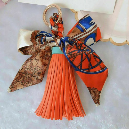 Women Metal Key Tassel Leather Bag Chain Keychain Pendant Ring Car Handbag Charm - Picture 13 of 14