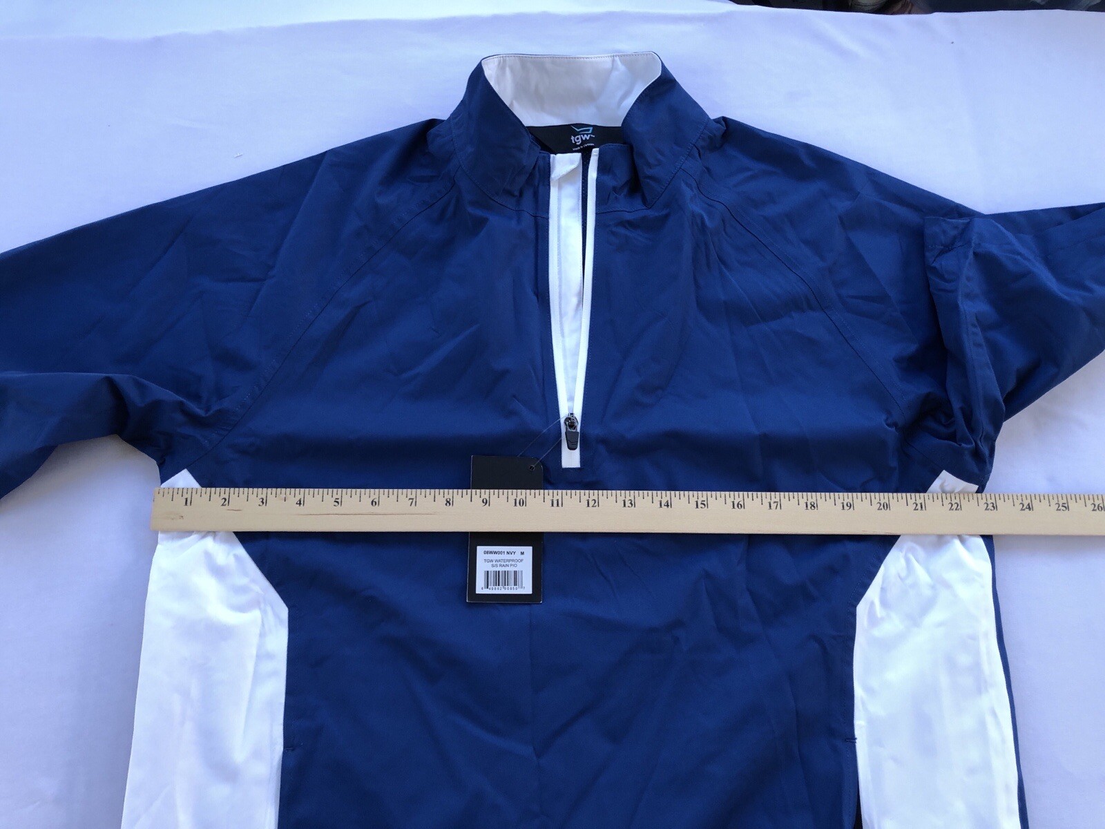 TGW Men's Short Sleeve Golf Rain Pullover MEDIUM Wind Shirt Navy 1/4