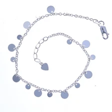 Floating Discs Anklet, Sterling Silver, high polished, alternating disk sizes