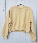 Sporty And Rich Women's Cropped Vintage Yellow Oversized Sweatshirt Cotton Sz L