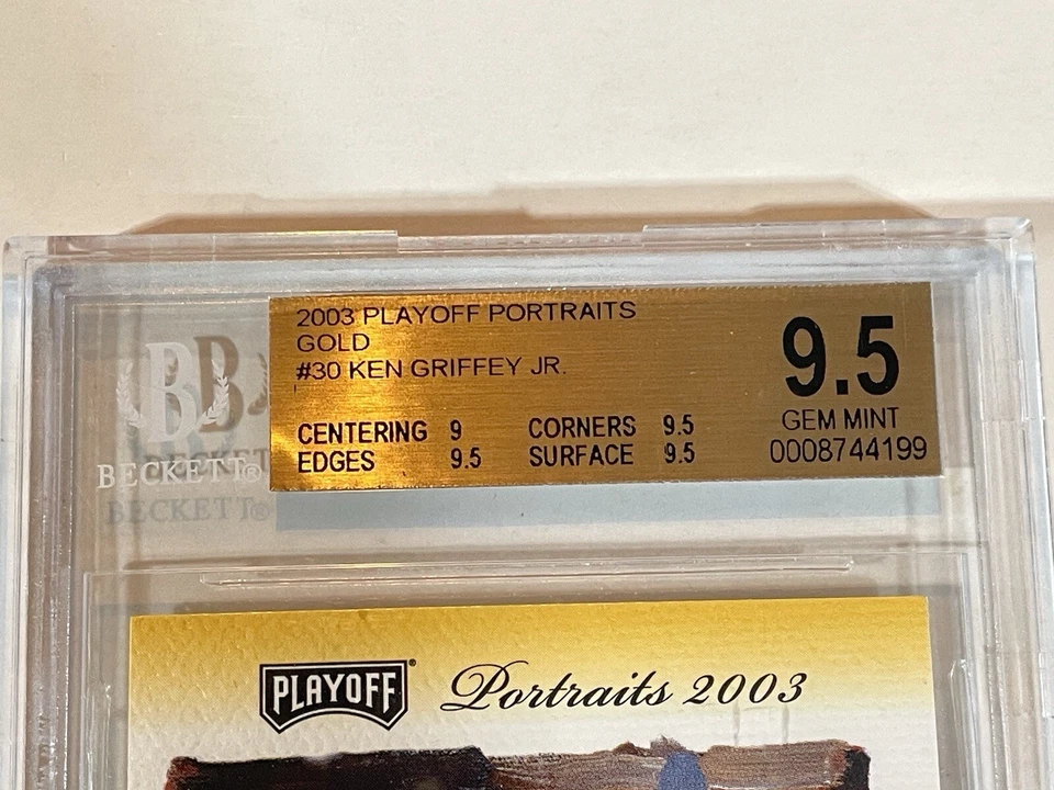 Griffey Jr 2003 Playoff Portraits 9/10 GOLD BGS 9.5 #30 Very Low Pop! Foto 3 de 4