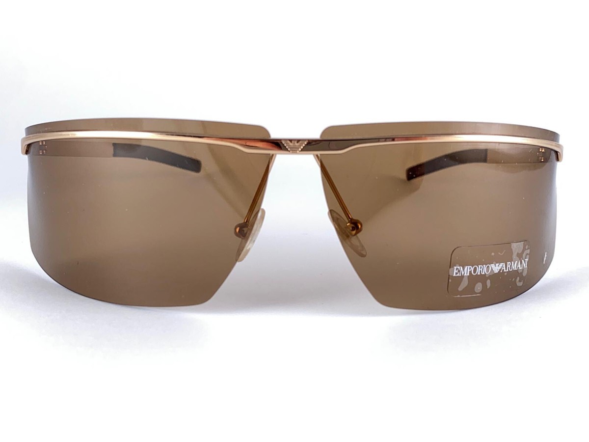 小物 vintage Giorgio Armani sports Sunglasses NEW VINTAGE GIORGIO ARMANI 9049 SEMI RIMLESS GOLD 2000'S