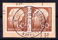 Bund Heuss II, 60Pf, Mi. 262 waager. Paar zentrisch gestempelt "Siegburg" Luxus