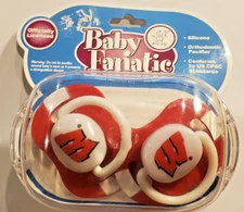 Baby Fanatic NCAA Big Ten Wisconsin Badgers Orthodontic Pacifiers-2 Pack-