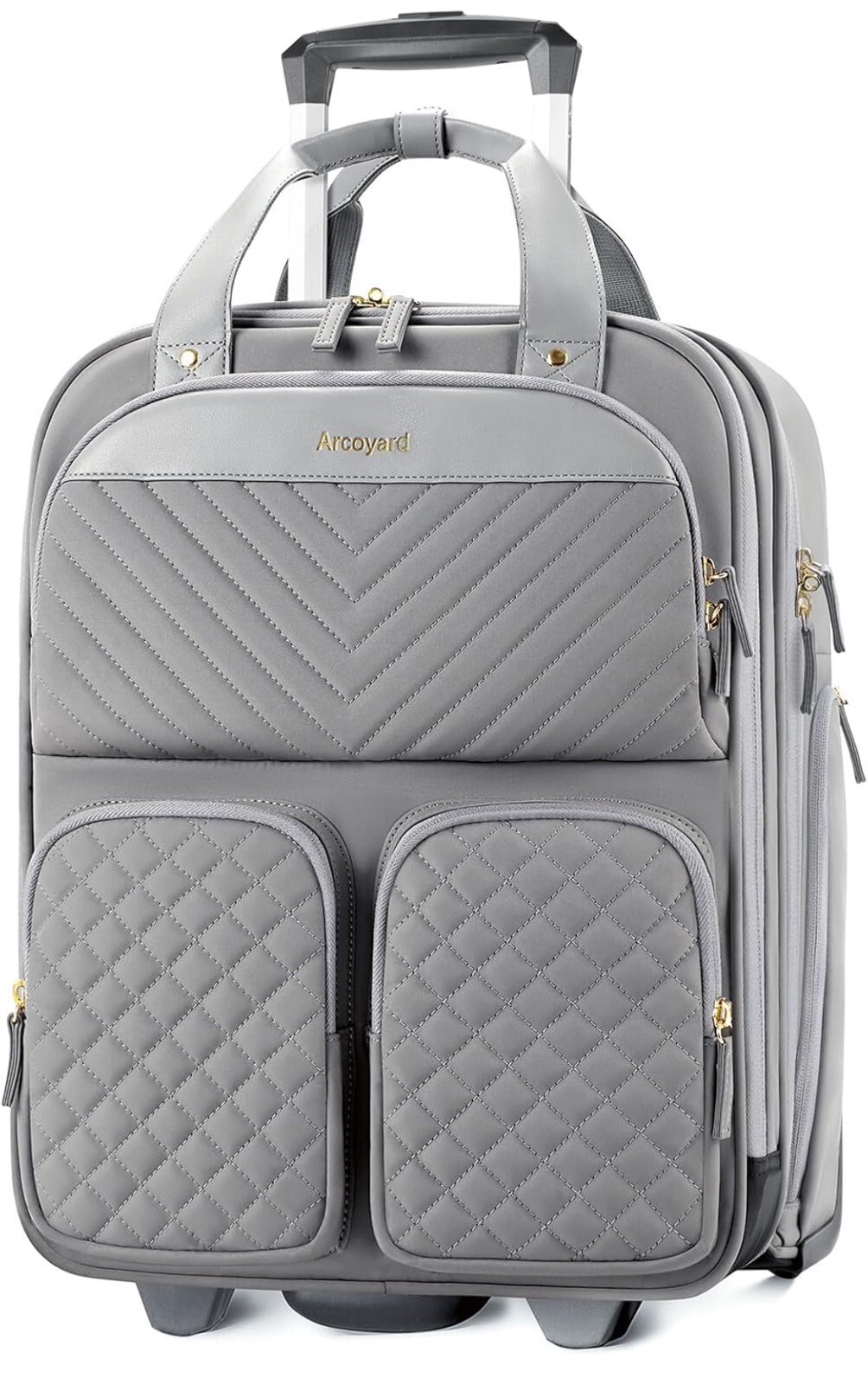 Underseat Carry On Luggage with Wheels, Multiple Compartments Airline Grey-image