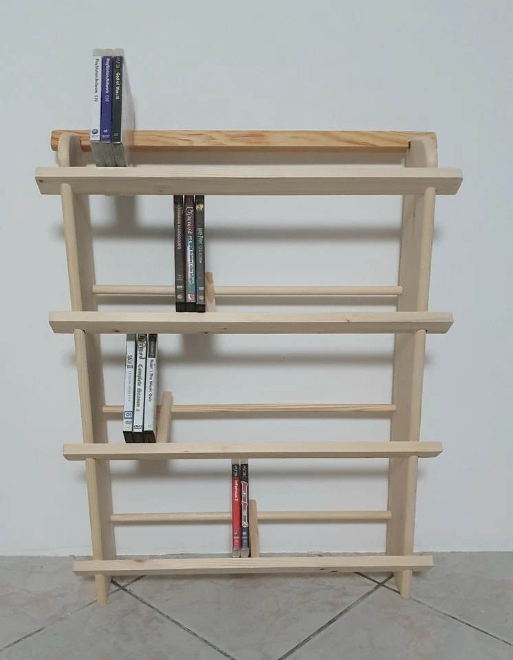 Scaffale Porta Cd/Dvd/Giochi console/Videocassette in legno. 81x65x18 cm - Immagine 4 di 4