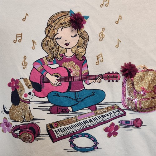 Isaac Mizarahi Girls Long Sleeve T-shirt Size M (7-8) White Ruffle Grafic Print - Picture 3 of 7