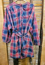 Tea Collection Plaid Maternity 3/4 Length Sleeve Tunic Dress NWT Size XL