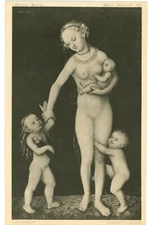 Woman And Her Children, Charity, German Painter Lucas Cranach The Elder Postcard